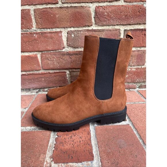 Ann Taylor Loft $156 Lug Chelsea Booties chestnut brown 9 NEW - Picture 6 of 9